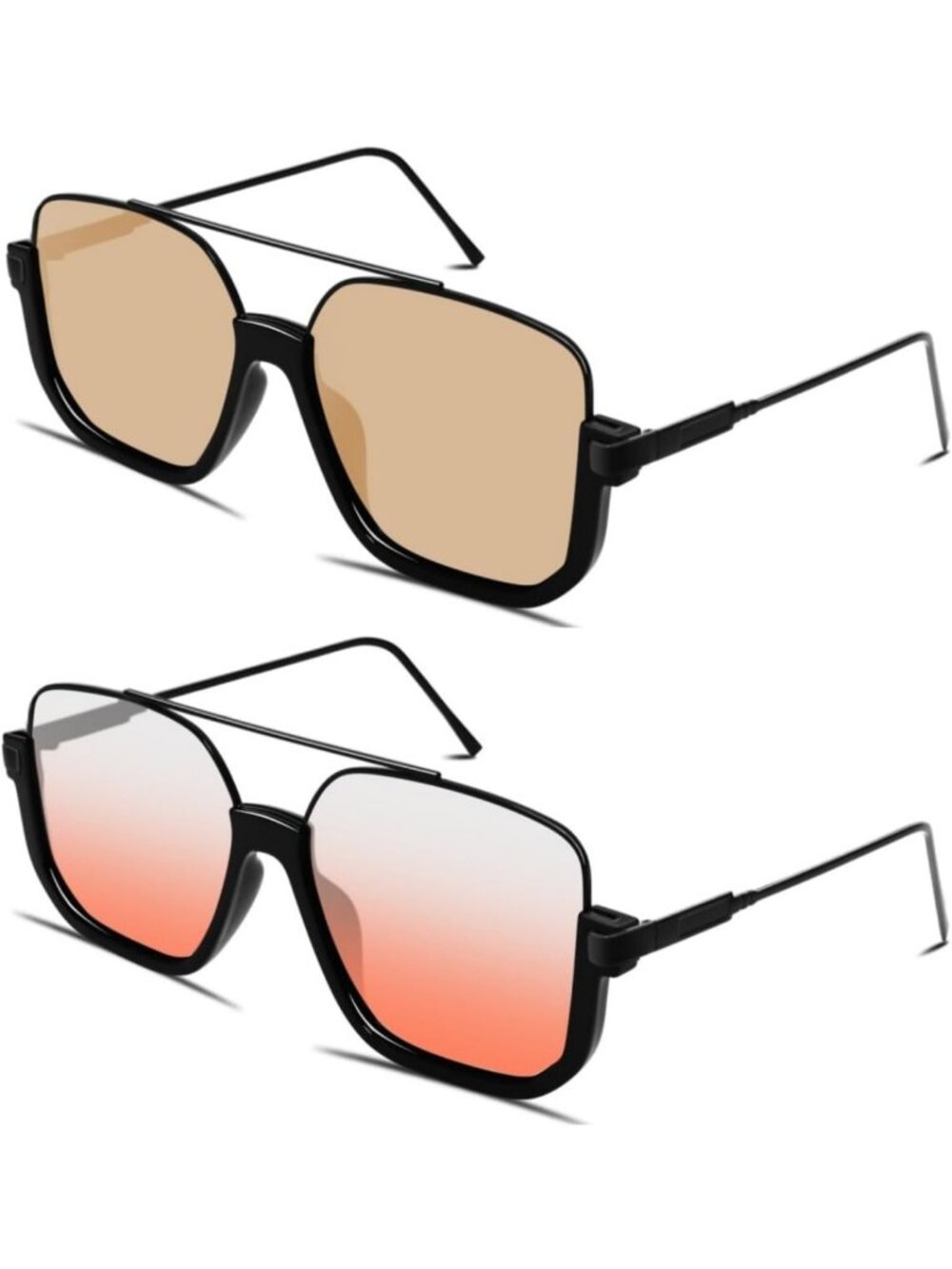 Oversized Square Aviator Sunglasses for Women & Men - Retro 70s Style, UV